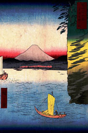 Cuadro de Utagawa Hiroshige - Flores de cerezo en Hommoku