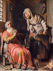 Cuadro de Rembrandt Harmenszoon van Rijn  - Tobit y Anna con el Cordero