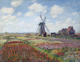 Cuadro de Oscar-Claude Monet - Campos Del Tulipán Con El Molino De Rijnsburg
