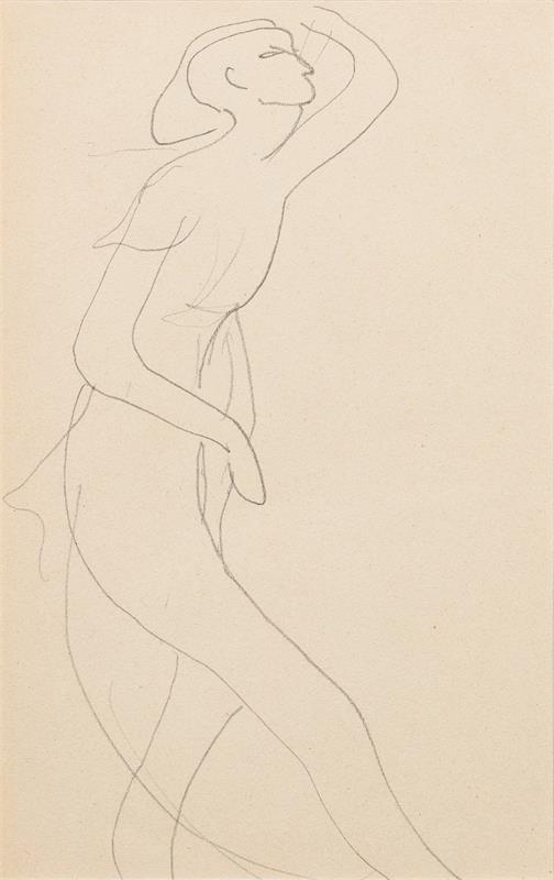 Cuadro de Amedeo Modigliani - Esquisse de femme nue de profil droit, bras gauche relevé (1905