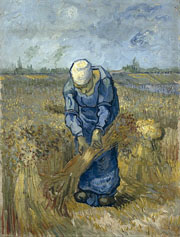 Cuadro de Vincent Willem van Gogh  - Mujer campesina atando poleas