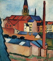 Cuadro de August Macke - Santa María con casas y la chimenea (Bonn)