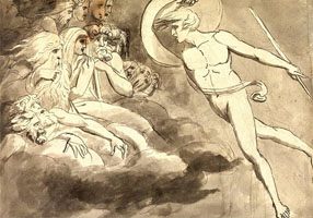 Cuadro de William Blake  - Satanás se acerca a la Corte del Caos