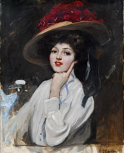 Cuadro de Joaquín Sorolla y Bastida - Retrato de una joven con un sombrero, supuesta Raquel Meller - «La Bella Raquel»