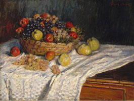 Cuadro de Oscar-Claude Monet - Cesta de frutas con manzanas y uvas