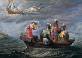 Cuadro de David Teniers (El Joven) - Reinaldo huye de las Islas Afortunadas