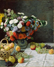 Cuadro de Oscar-Claude Monet - Naturaleza muerta con flores y frutas