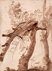 Cuadro de Nicolas Poussin - Dos Abedules de Plata, el Frente Uno Caído