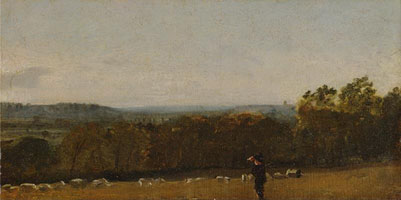 Cuadro de John Constable - Un pastor en un paisaje que mira a través de Dedham Vale hacia Langham