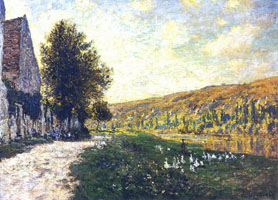 Cuadro de Oscar-Claude Monet - Los Bancos del Sena, Lavacourt