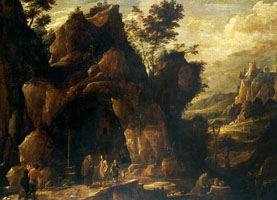 Cuadro de David Teniers (El Joven) - Ermitaños estafadores paisaje