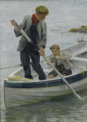 Cuadro de Henry Scott Tuke - Manteniéndola alejada