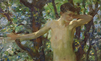Cuadro de Henry Scott Tuke - Estudio de medio cuerpo de un niño
