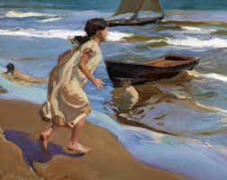 Cuadro de Joaquín Sorolla y Bastida - Niña entrando en el baño