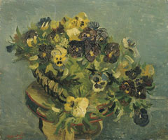 Cuadro de Vincent Willem van Gogh  - Cesta de pansies en una pequeña mesa