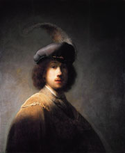 Cuadro de Rembrandt Harmenszoon van Rijn  - Autorretrato con boina de plumas