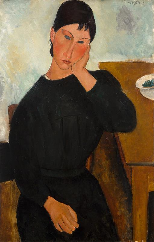 Cuadro de Amedeo Modigliani - Elvira Resting at a Table (c.1918–19)