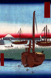 Cuadro de Utagawa Hiroshige - Fuera de la isla de Tsukuda