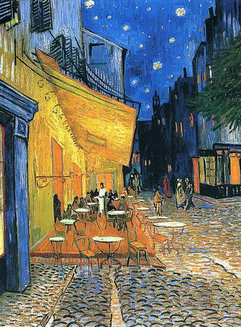 Terraza de un Café en la Plaza Forum de Arlés por la Noche