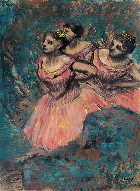 Tres bailarines en traje rojo
