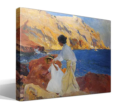 Clotilde y Elena en las Rocas, Jávea, óleo sobre lienzo