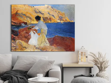 Clotilde y Elena en las Rocas, Jávea, óleo sobre lienzo